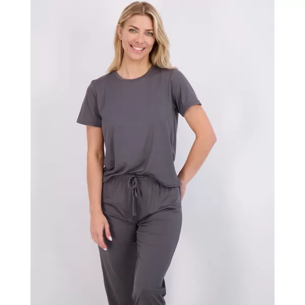 Real Essentials 2 Pack Womens ShortSleeve PJ Top with Capri Pants  Pajama Lounge amp Sleepwear Set Available In PlusPlus Size Set 6