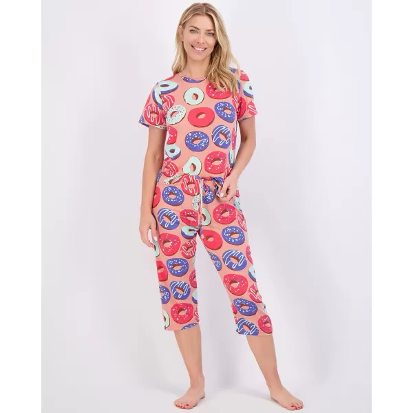 Real Essentials 2 Pack Womens ShortSleeve PJ Top with Capri Pants  Pajama Lounge amp Sleepwear Set Available In PlusPlus Size Set 7