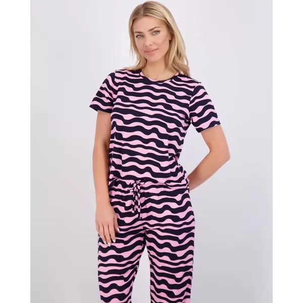 Real Essentials 2 Pack Womens ShortSleeve PJ Top with Capri Pants  Pajama Lounge amp Sleepwear Set Available In PlusPlus Size Set 8