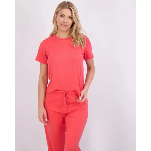 Real Essentials 2 Pack Womens ShortSleeve PJ Top with Capri Pants  Pajama Lounge amp Sleepwear Set Available In PlusStandard Set 7