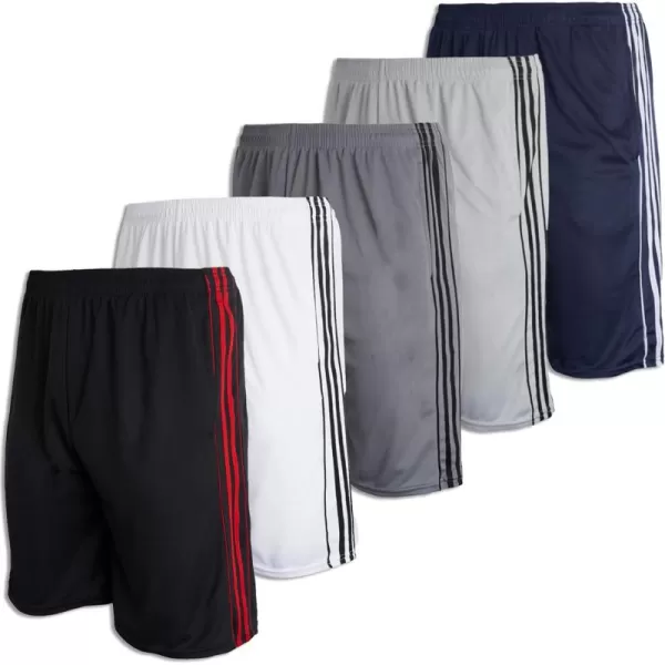 Real Essentials 3  5 Pack Mens Mesh Athletic Performance Gym Shorts with Pockets S3XSet F