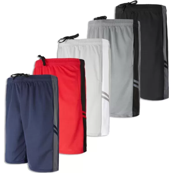 Real Essentials 3  5 Pack Mens Mesh Athletic Performance Gym Shorts with Pockets S3XSet a