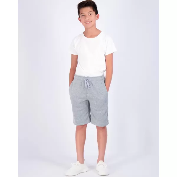 Real Essentials 3 Pack Boys Tech Fleece Athletic Shorts with Drawstring amp PocketsSet 1