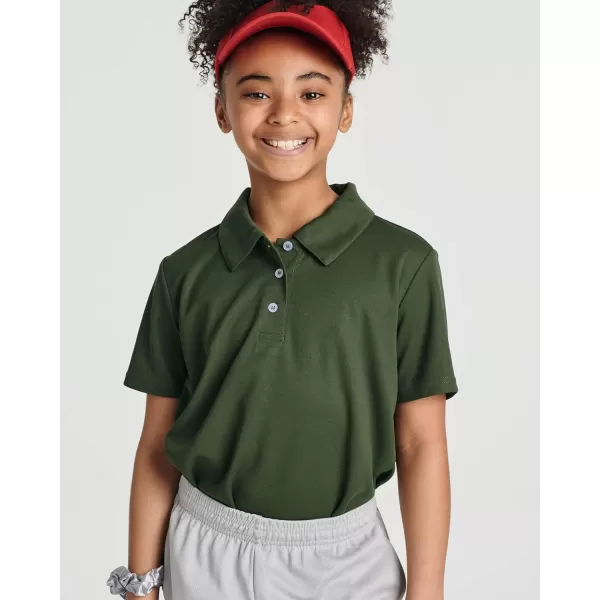 Real Essentials 3 Pack Girls Short Sleeve Performance Polo School UniformAges 418Set 2