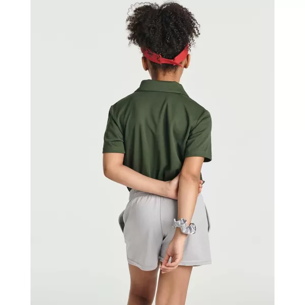 Real Essentials 3 Pack Girls Short Sleeve Performance Polo School UniformAges 418Set 2