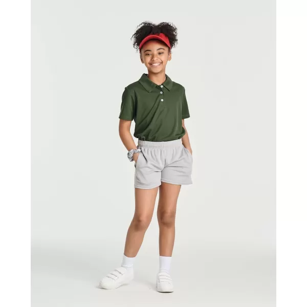 Real Essentials 3 Pack Girls Short Sleeve Performance Polo School UniformAges 418Set 2