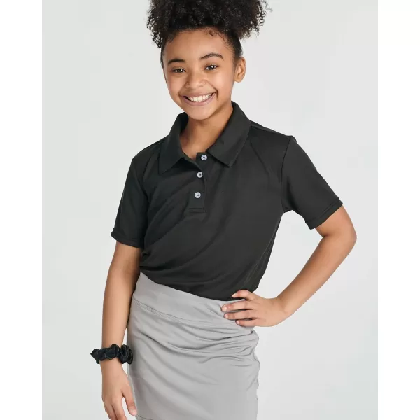 Real Essentials 3 Pack Girls Short Sleeve Performance Polo School UniformAges 418Set 2