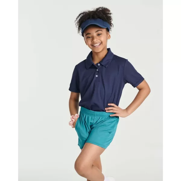 Real Essentials 3 Pack Girls Short Sleeve Performance Polo School UniformAges 418Set 3