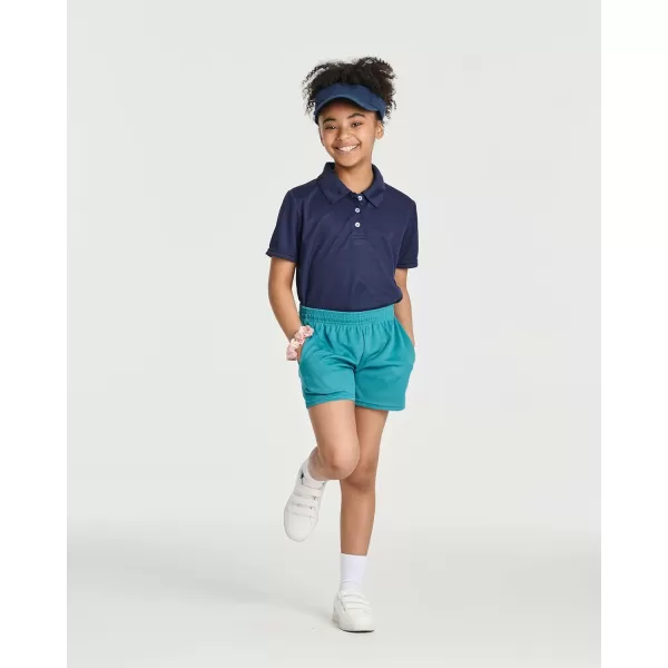 Real Essentials 3 Pack Girls Short Sleeve Performance Polo School UniformAges 418Set 3