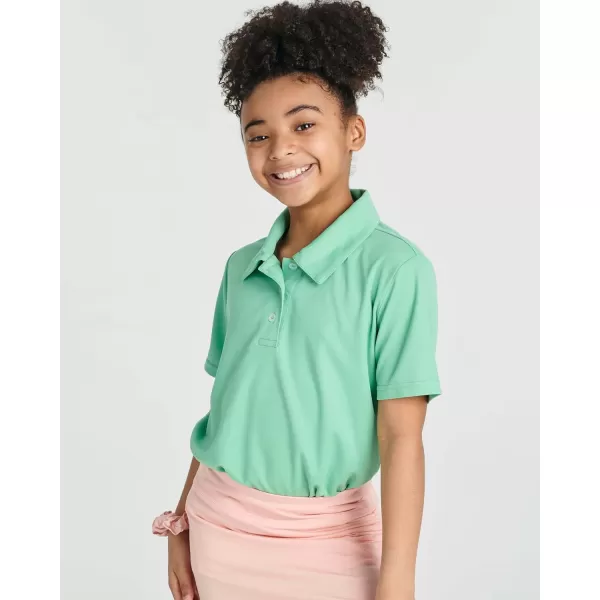 Real Essentials 3 Pack Girls Short Sleeve Performance Polo School UniformAges 418Set 4