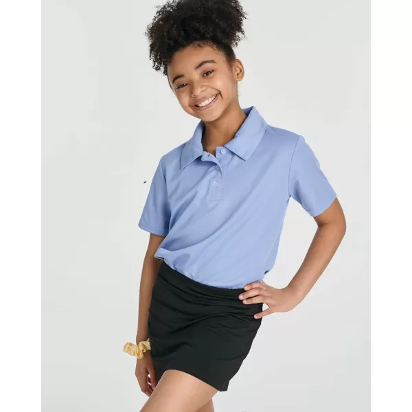 Real Essentials 3 Pack Girls Short Sleeve Performance Polo School UniformAges 418Set 4