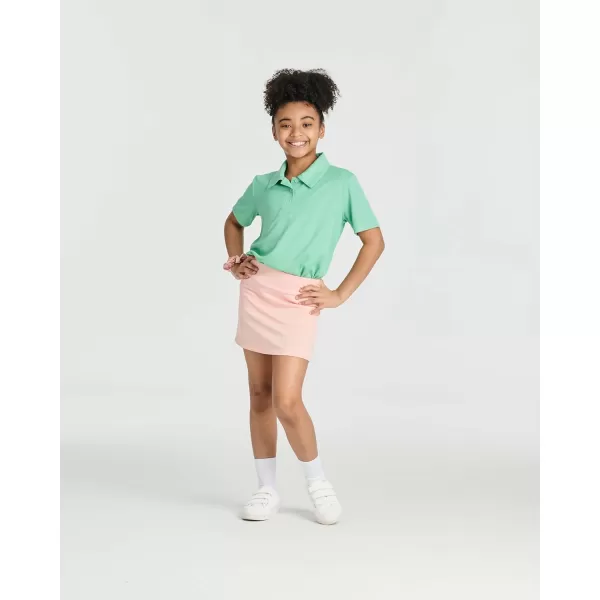 Real Essentials 3 Pack Girls Short Sleeve Performance Polo School UniformAges 418Set 4