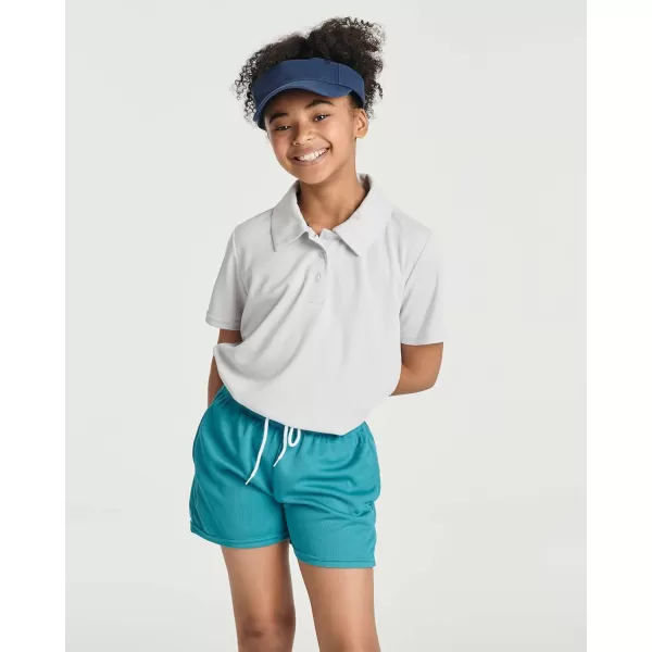 Real Essentials 3 Pack Girls Short Sleeve Performance Polo School UniformAges 418Set 5