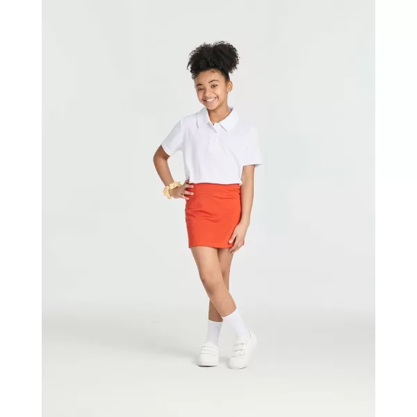 Real Essentials 3 Pack Girls Short Sleeve Performance Polo School UniformAges 418Set 6