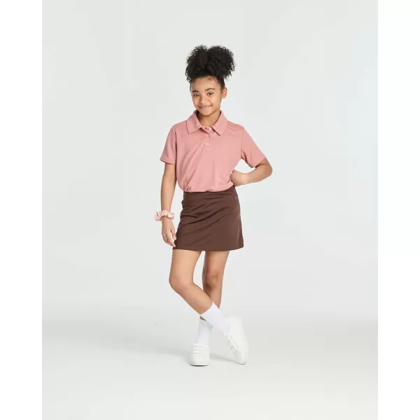 Real Essentials 3 Pack Girls Short Sleeve Performance Polo School UniformAges 418Set 7