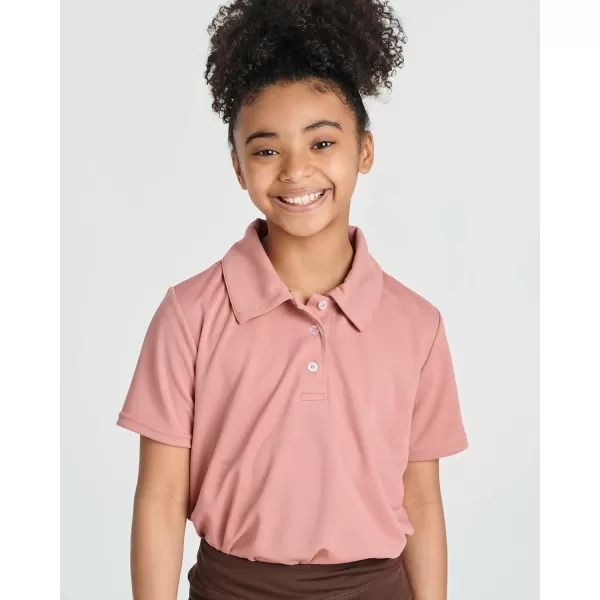 Real Essentials 3 Pack Girls Short Sleeve Performance Polo School UniformAges 418Set 7