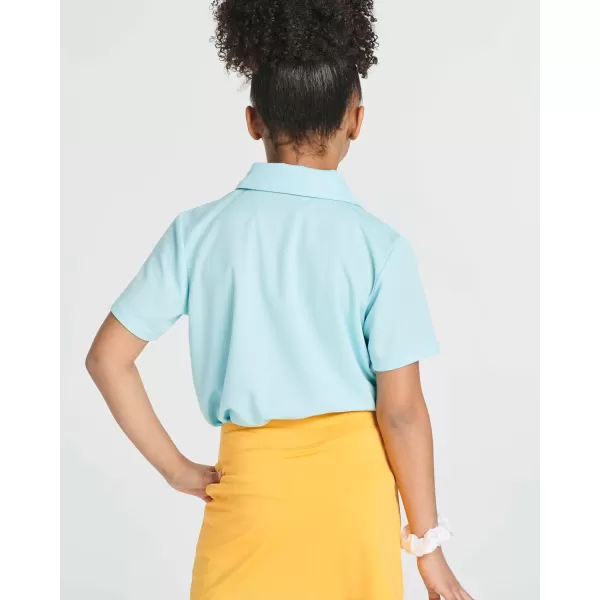 Real Essentials 3 Pack Girls Short Sleeve Performance Polo School UniformAges 418Set 8