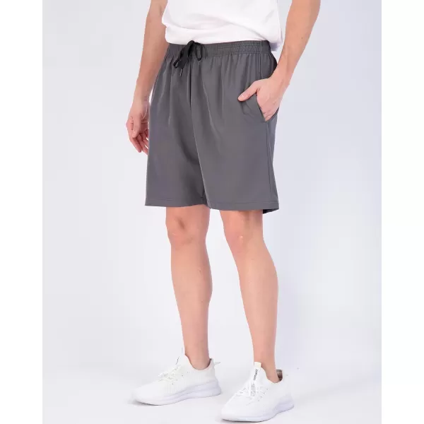 Real Essentials 3 Pack Mens 7 Woven Athletic Performance Stretch Running Shorts with Zipper PocketsSet 1