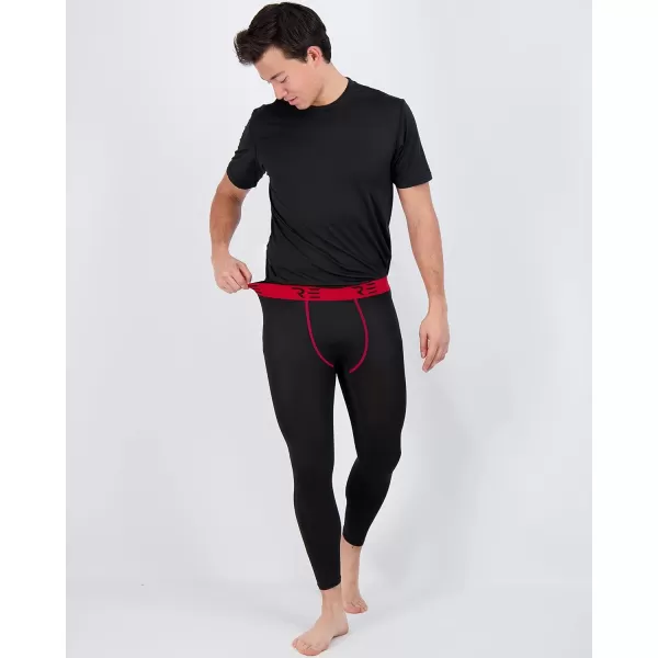 Real Essentials 3 Pack Mens Active Compression Pants  Workout Base Layer Tights LeggingsStandard Set B