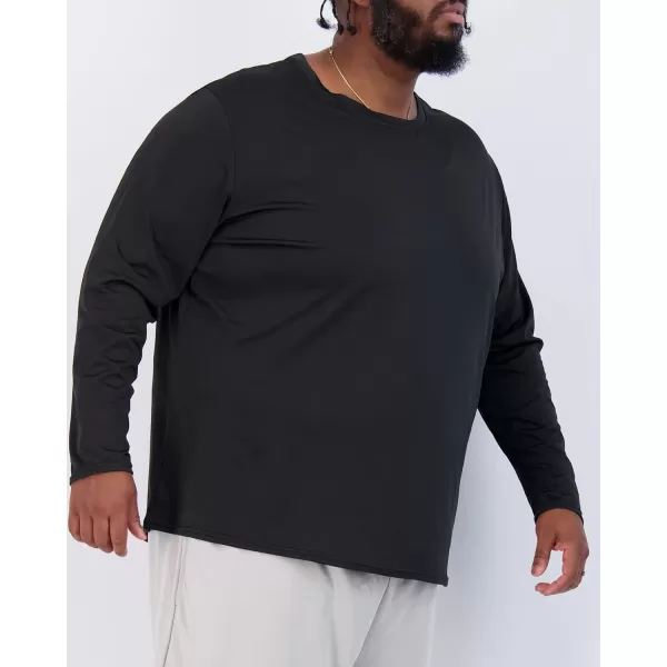 Real Essentials 3 Pack Mens Big amp Tall Tech Stretch LongSleeve amp ShortSleeve DryFit TShirt 3XT5XTLong Sleeve Long Sleeve  Set 1