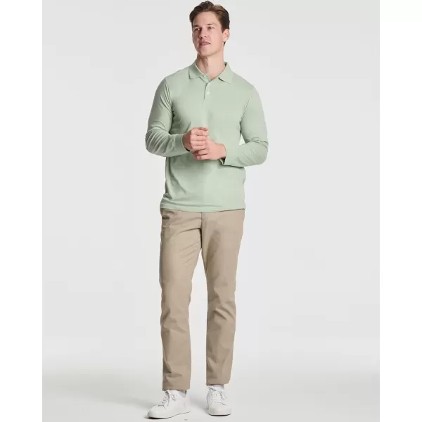 Real Essentials 3 Pack Mens Cotton Jersey LongSleeve Polo Shirt  Casual Workwear Office Available in Big amp Tallbigtall Set 3