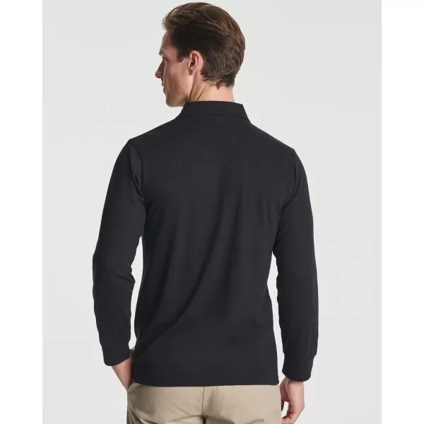 Real Essentials 3 Pack Mens Cotton Jersey LongSleeve Polo Shirt  Casual Workwear Office Available in Big amp Tallbigtall Set 3