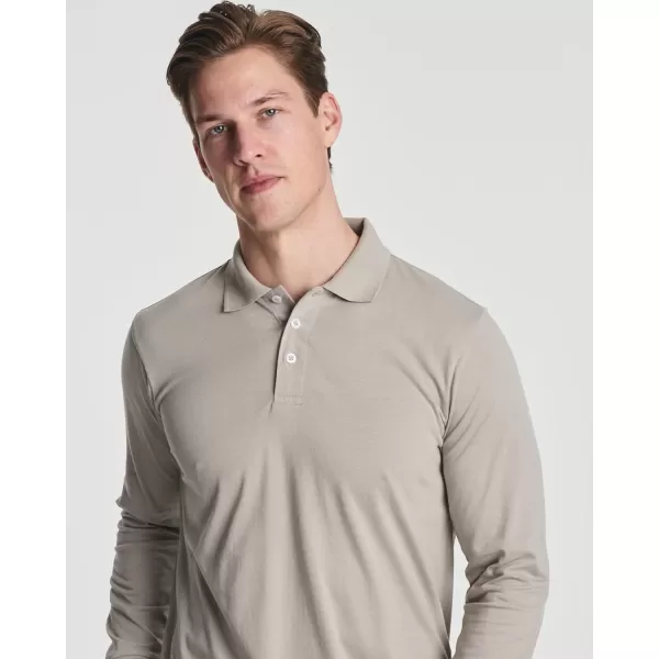 Real Essentials 3 Pack Mens Cotton Jersey LongSleeve Polo Shirt  Casual Workwear Office Available in Big amp Tallbigtall Set 8