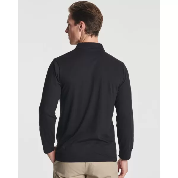 Real Essentials 3 Pack Mens Cotton Jersey LongSleeve Polo Shirt  Casual Workwear Office Available in Big amp Tallbigtall Set 9