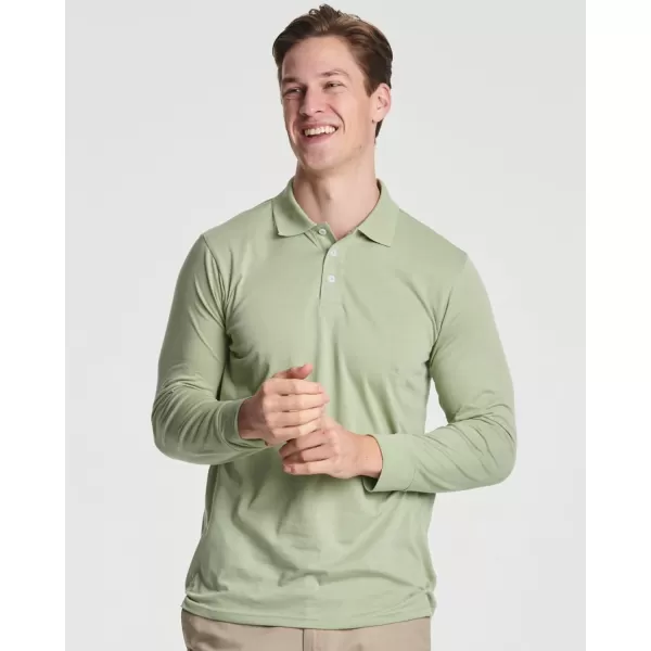 Real Essentials 3 Pack Mens Cotton Jersey LongSleeve Polo Shirt  Casual Workwear Office Available in Big amp Tallbigtall Set 9