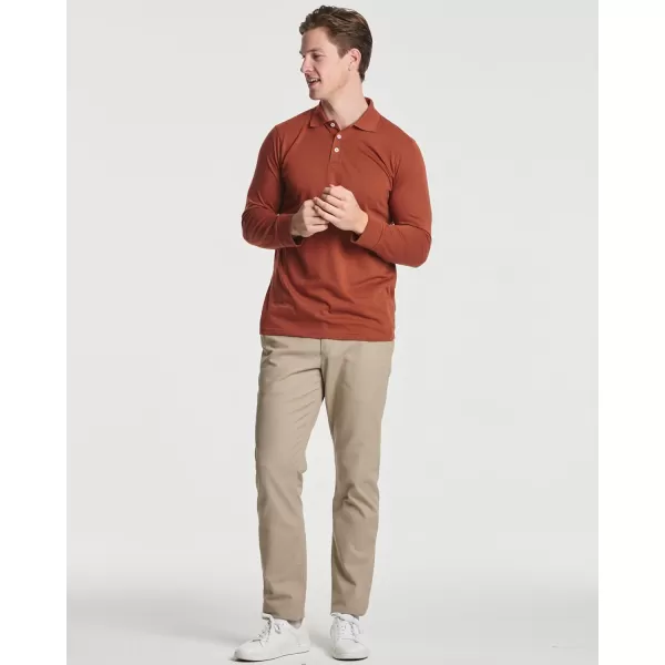 Real Essentials 3 Pack Mens Cotton Jersey LongSleeve Polo Shirt  Casual Workwear Office Available in Big amp Tallbigtall Set 9