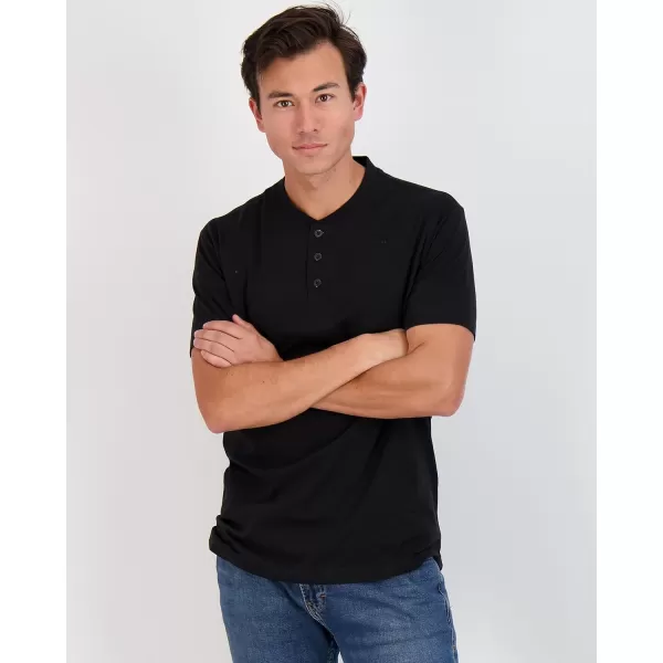 Real Essentials 3 Pack Mens Cotton Short amp Long Sleeve Henley TShirt Performance Activewear Available in Big amp TallShort Sleeve Short Sleeve  Set 8