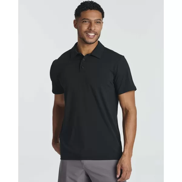 Real Essentials 3 Pack Mens DryFit Short Sleeve Polo Shirt  Performance Golf Moisture Wicking Available in Big  TallSet 1