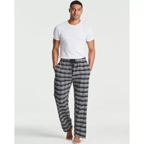 Real Essentials 3 Pack Mens Pajama Pants  Knit Cotton Flannel Plaid Lounge Bottoms Button Fly Available In Big amp TallFlannel Flannel Set 1