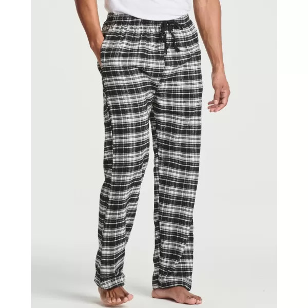 Real Essentials 3 Pack Mens Pajama Pants  Knit Cotton Flannel Plaid Lounge Bottoms Button Fly Available In Big amp TallFlannel Flannel Set 2