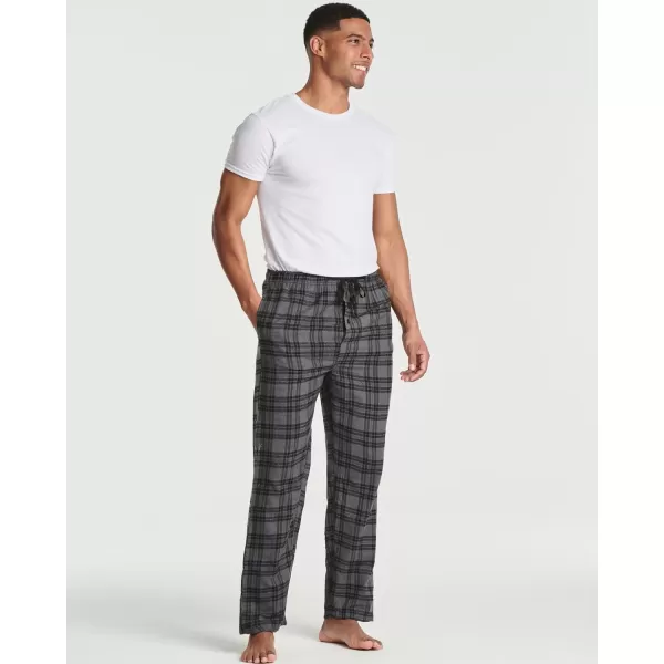 Real Essentials 3 Pack Mens Pajama Pants  Knit Cotton Flannel Plaid Lounge Bottoms Button Fly Available In Big amp TallFlannel Flannel Set 4