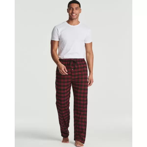 Real Essentials 3 Pack Mens Pajama Pants  Knit Cotton Flannel Plaid Lounge Bottoms Button Fly Available In Big amp TallFlannel Flannel Set 9