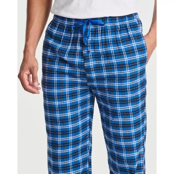 Real Essentials 3 Pack Mens Pajama Pants  Knit Cotton Flannel Plaid Lounge Bottoms Button Fly Available In Big amp TallFlannel Flannel Set 9