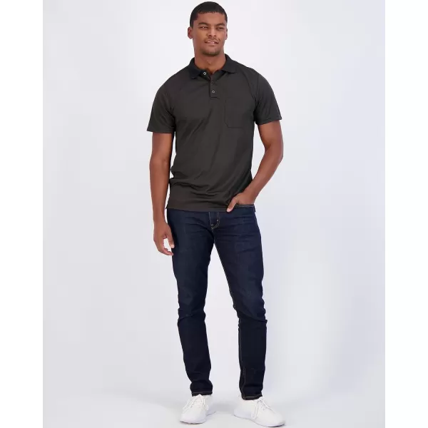 Real Essentials 3 Pack Mens Short Sleeve DryFit Collared Polo Shirt with Pocket  Active Casual Available Big amp TallStandard Set 1