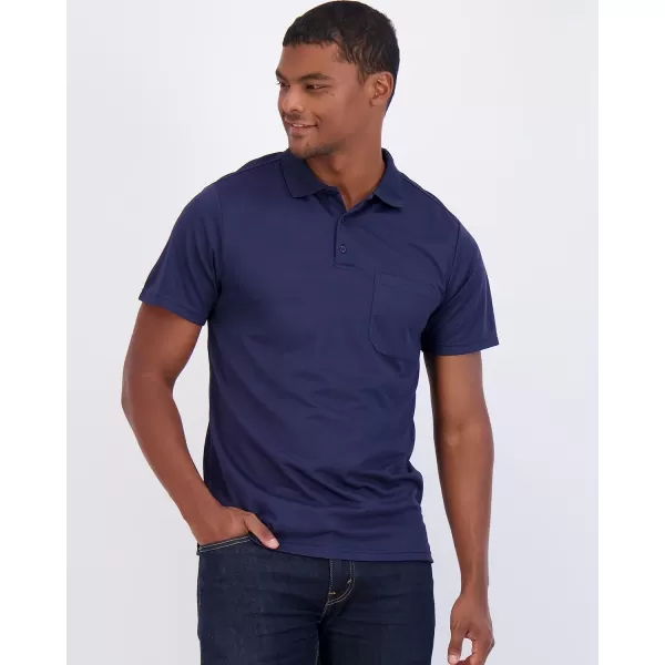 Real Essentials 3 Pack Mens Short Sleeve DryFit Collared Polo Shirt with Pocket  Active Casual Available Big amp TallStandard Set 2
