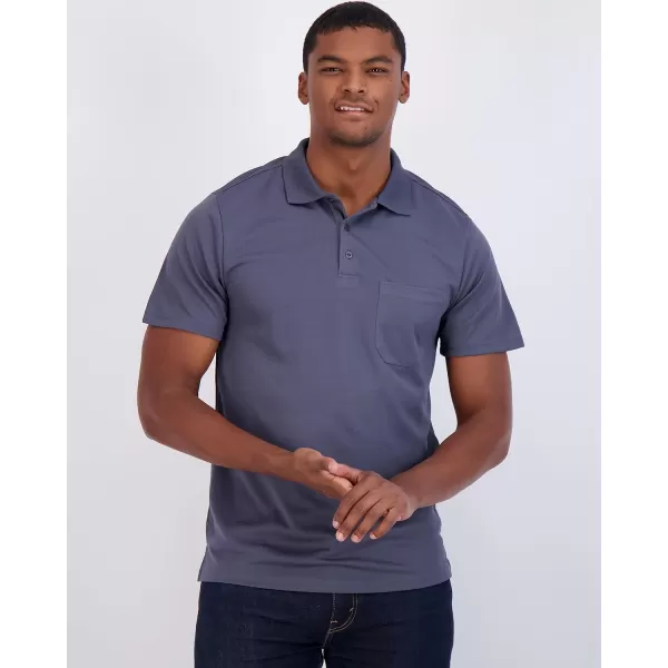 Real Essentials 3 Pack Mens Short Sleeve DryFit Collared Polo Shirt with Pocket  Active Casual Available Big amp TallStandard Set 4