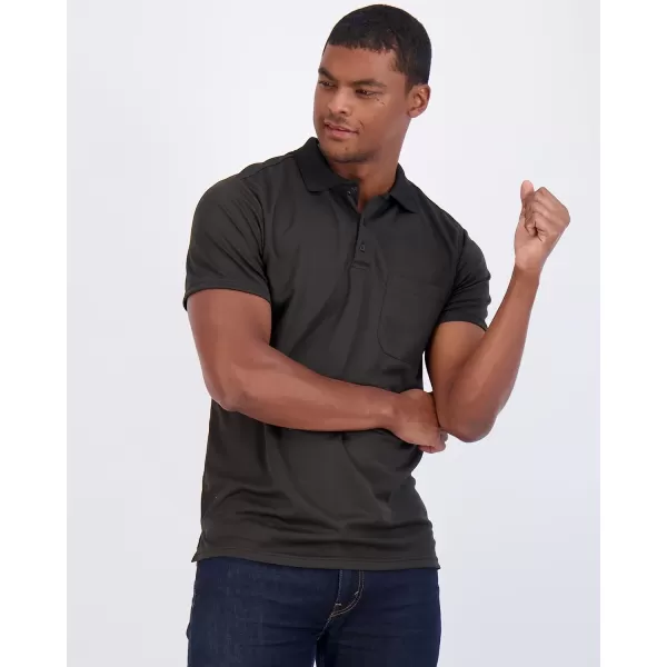 Real Essentials 3 Pack Mens Short Sleeve DryFit Collared Polo Shirt with Pocket  Active Casual Available Big amp TallStandard Set 5