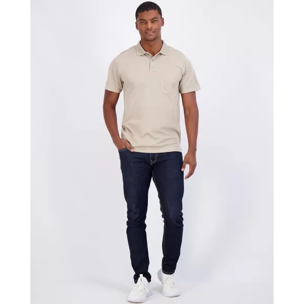 Real Essentials 3 Pack Mens Short Sleeve DryFit Collared Polo Shirt with Pocket  Active Casual Available Big amp TallStandard Set 7