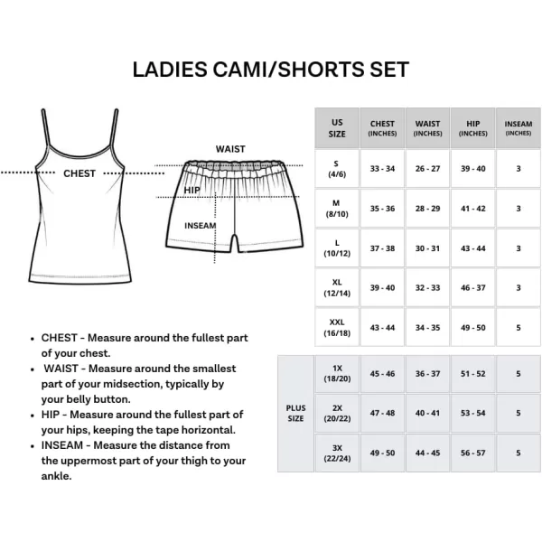 Real Essentials 3 Pack Womens Cami Top and Short Pajama Set Sexy Soft Pajamas for Women Available in Plus SizePlus Size Set 7