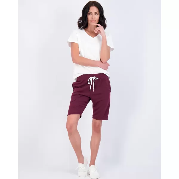 Real Essentials 3 Pack Womens Cotton French Terry 9 Bermuda Short PocketsCasual Lounge Athletic Available in PlusBermuda 9  Inch Inseam 9 Inch Set 2