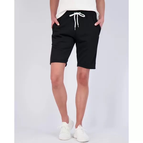 Real Essentials 3 Pack Womens Cotton French Terry 9 Bermuda Short PocketsCasual Lounge Athletic Available in PlusBermuda 9  Inch Inseam 9 Inch Set 2