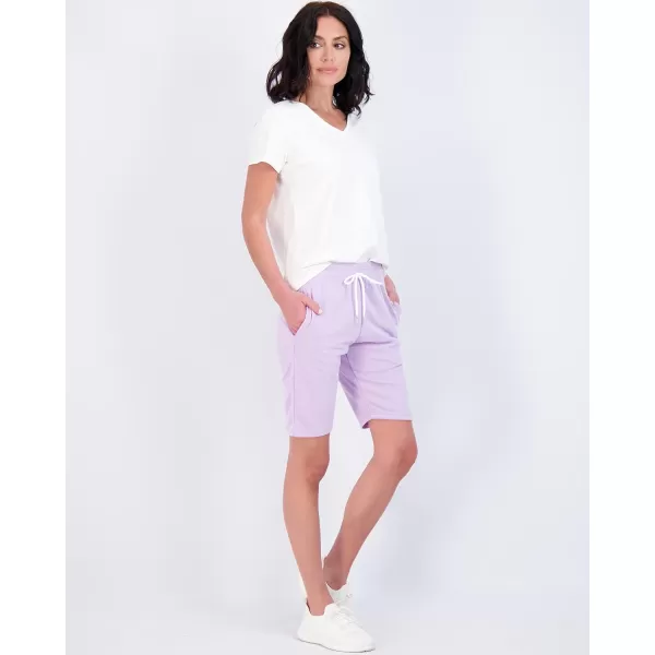 Real Essentials 3 Pack Womens Cotton French Terry 9 Bermuda Short PocketsCasual Lounge Athletic Available in PlusBermuda 9  Inch Inseam 9 Inch Set 3