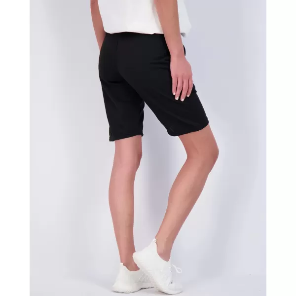 Real Essentials 3 Pack Womens Cotton French Terry 9 Bermuda Short PocketsCasual Lounge Athletic Available in PlusBermuda 9  Inch Inseam 9 Inch Set 3