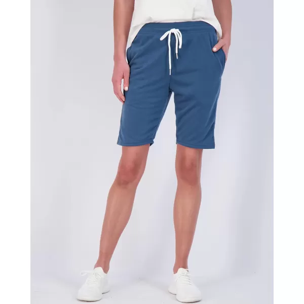 Real Essentials 3 Pack Womens Cotton French Terry 9 Bermuda Short PocketsCasual Lounge Athletic Available in PlusBermuda 9  Inch Inseam 9 Inch Set 3