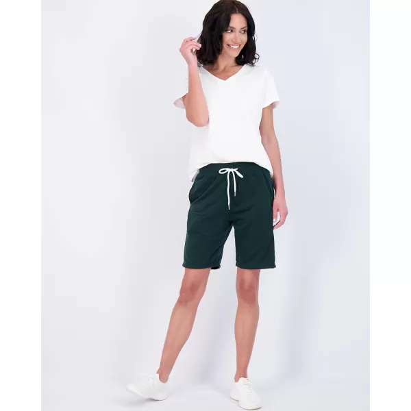 Real Essentials 3 Pack Womens Cotton French Terry 9 Bermuda Short PocketsCasual Lounge Athletic Available in PlusBermuda 9  Inch Inseam 9 Inch Set 5