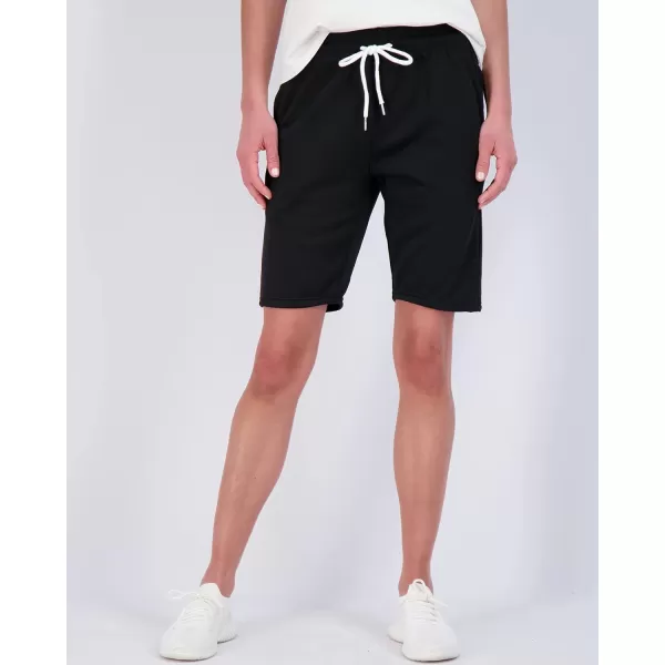 Real Essentials 3 Pack Womens Cotton French Terry 9 Bermuda Short PocketsCasual Lounge Athletic Available in PlusBermuda 9  Inch Inseam 9 Inch Set 6